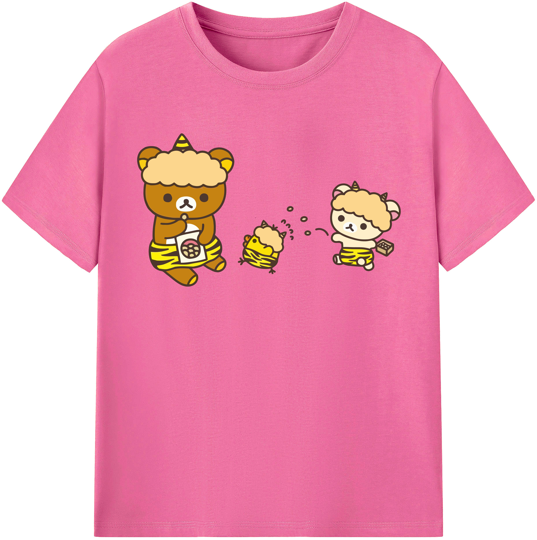 （画像用） リラックマ リラックマ キイロイトリ Rilakkuma Korilakkuma Kiiroitori レディースカジュアルプリントTシャツ（綿100％）